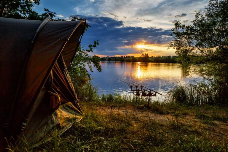 Photo pêche de la carpe coucher de soleil
