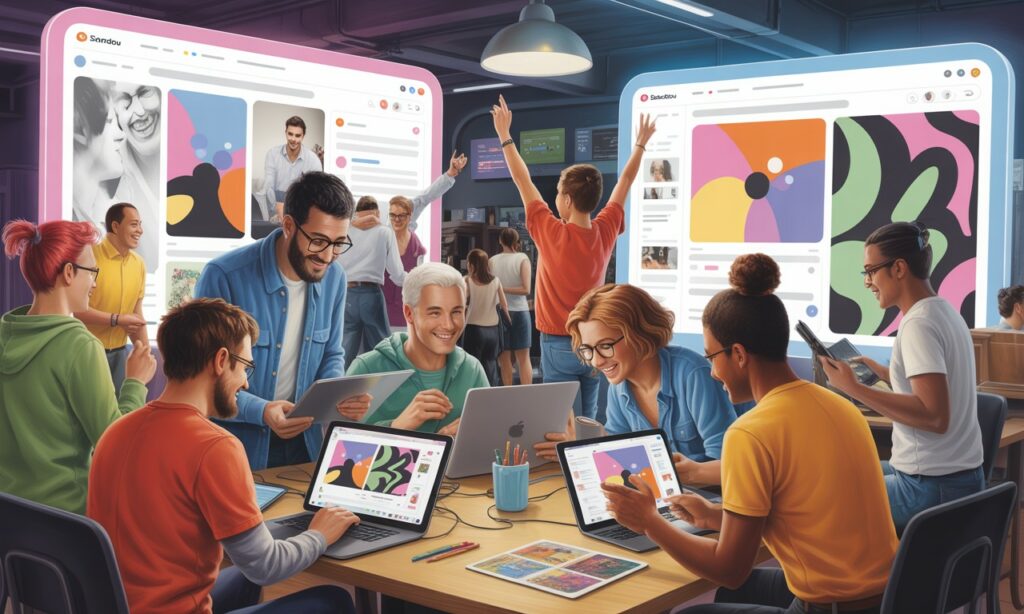 découvrez sabradou, le réseau social innovant dédié à la création de contenus visuels collaboratifs. partagez vos idées, collaborez avec d'autres créateurs et donnez vie à vos projets créatifs dans un espace convivial et inspirant.