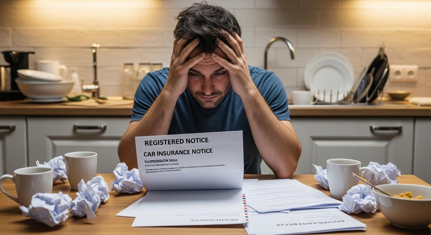 Un-homme-assis-a-sa-table-de-cuisine-la-tete-dans-les-mains-entoure-de-papiers-administratifs-et-dun-1755363603 Assurance auto résiliée pour non-paiement : les solutions à envisager