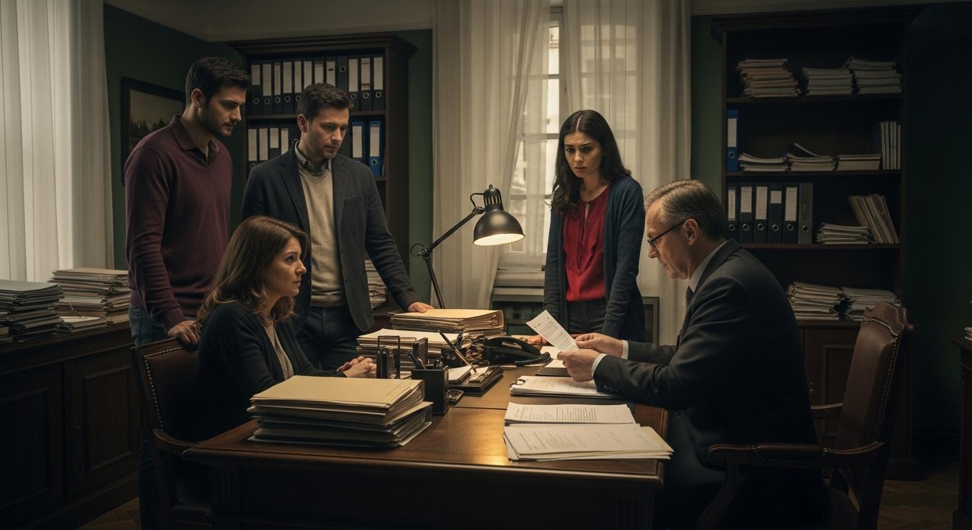 Une-famille-rassemblee-dans-le-bureau-dun-notaire-entouree-de-dossiers-et-de-papiers-echangeant-des-1755363605 Les héritiers peuvent-ils connaître le bénéficiaire d'une assurance vie en France ?