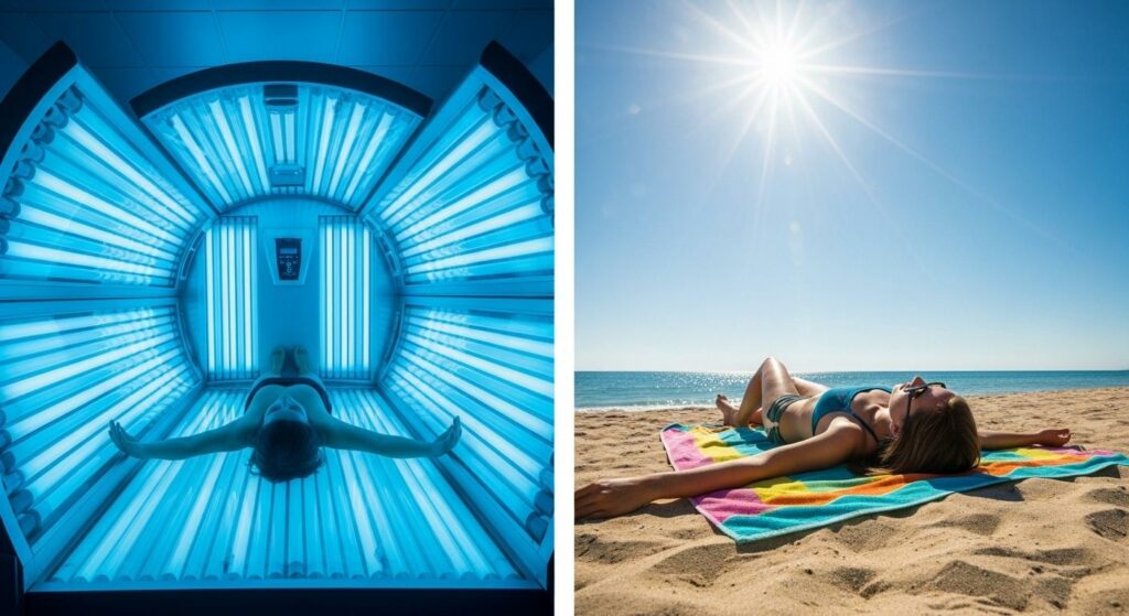 La-correspondance-entre-une-seance-UV-de-20-minutes-et-le-temps-dexposition-solaire-1024x559 20 minutes d'UV correspond à combien de temps au soleil : les effets sur le bronzage
