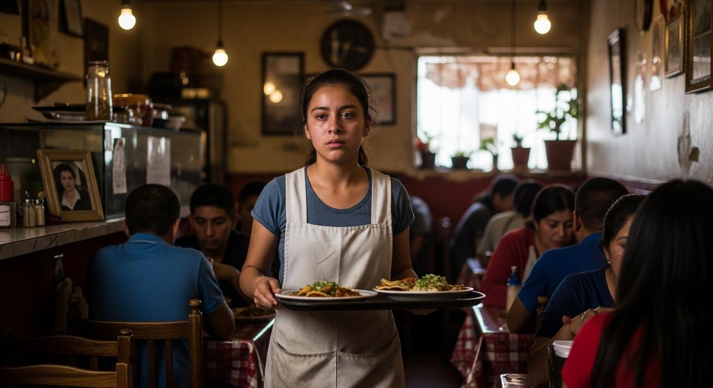 Une-jeune-adolescente-dorigine-mexicaine-servant-des-tables-dans-un-petit-restaurant-familial-regard-1765620547 Codie Sanchez : le parcours inspirant d'une entrepreneure atypique à succès