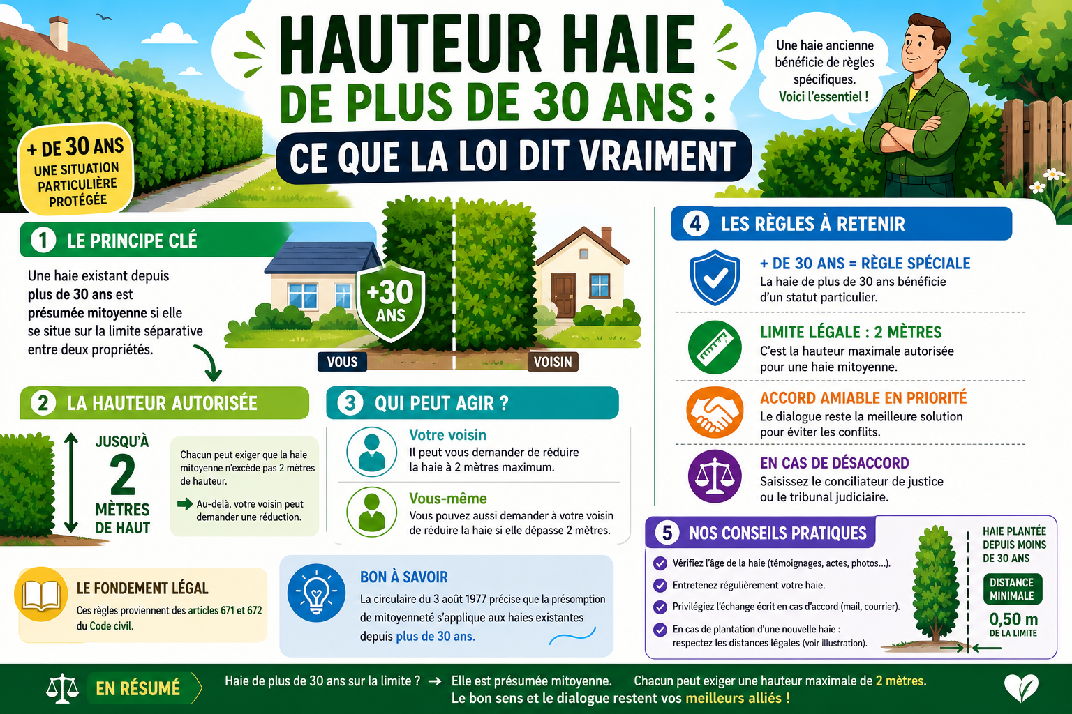 Infographie : Hauteur haie de plus de 30 ans : ce que la loi dit vraiment