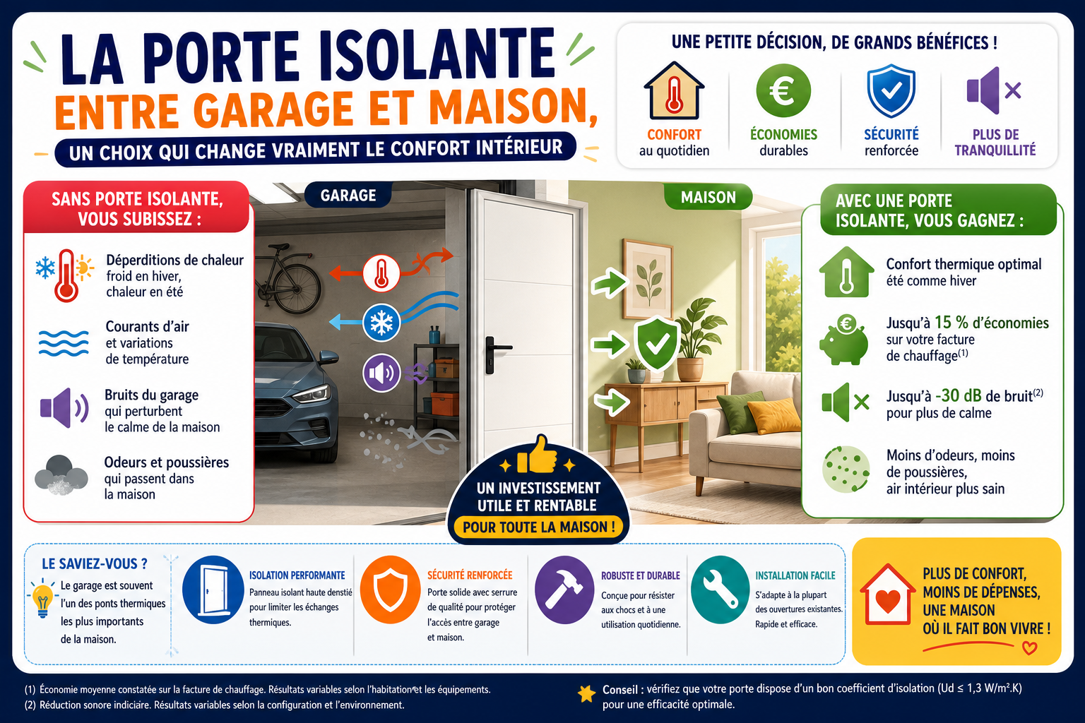 Infographie : La porte isolante entre garage et maison, un choix qui change vraiment le confort intérieur