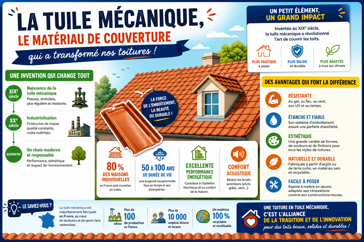 Infographie : La tuile mécanique, le matériau de couverture qui a transformé nos toitures