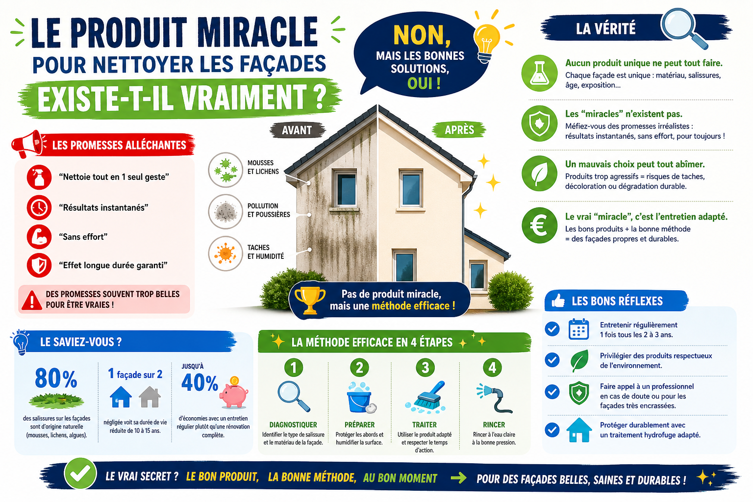 Infographie : Le produit miracle pour nettoyer les façades existe-t-il vraiment ?