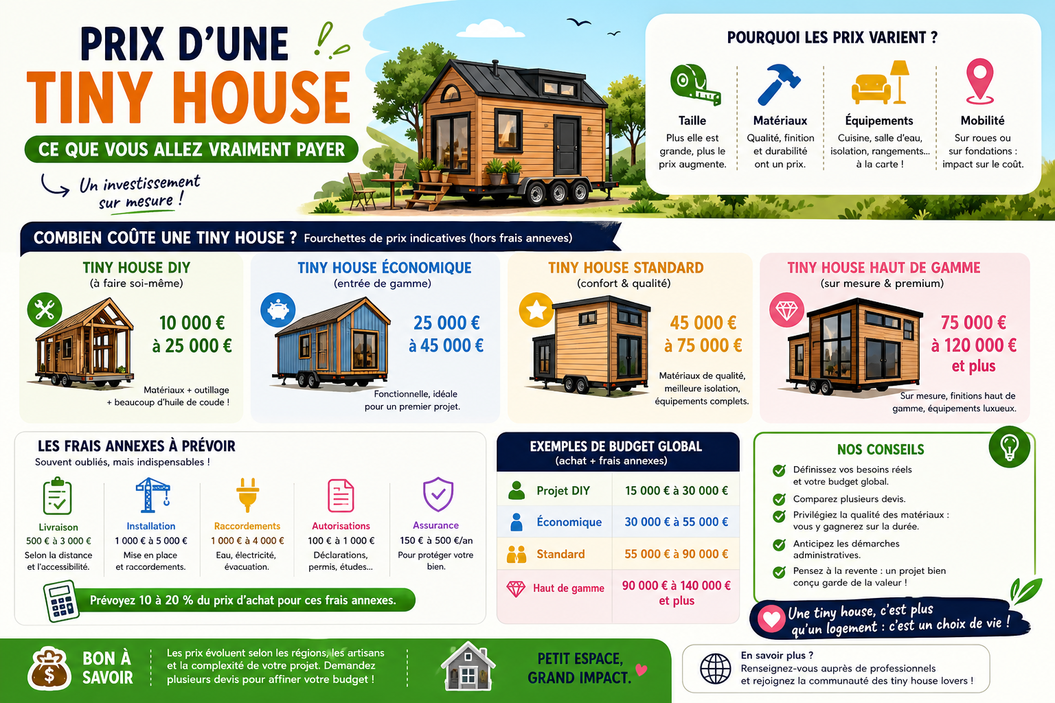 Infographie : Prix d'une tiny house : ce que vous allez vraiment payer selon votre projet