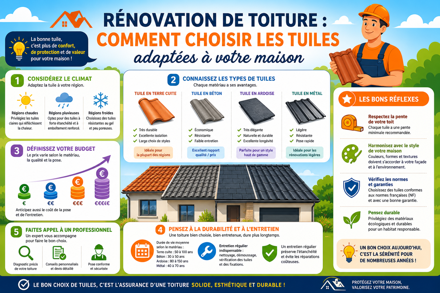 Infographie : Rénovation de toiture : comment choisir les tuiles adaptées à votre maison