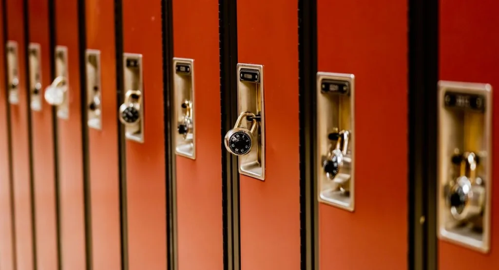 Installateur posant une serrure sur porte en verre épais dans une entrée lumineuse