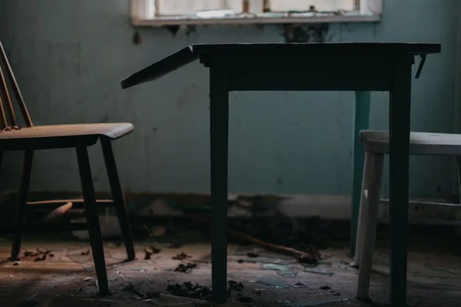 Une équipe vide des meubles d’une cave sombre pour le recyclage